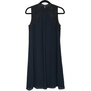 Ivanka Trump Trapeze Dress Lace & Chiffon Charcoal
